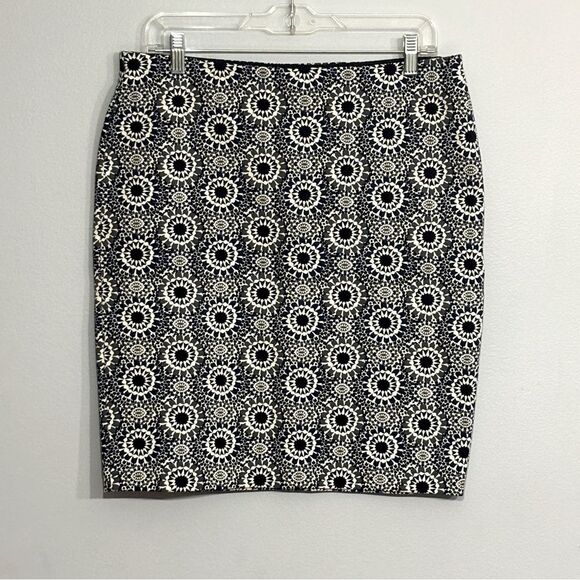 Ann Taylor | Women’s Blue Grey White Geo Pattern Pencil Skirt 12p - Picture 1 of 16